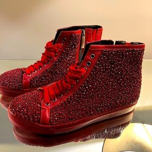 Red Donald Pliner signature sneakers